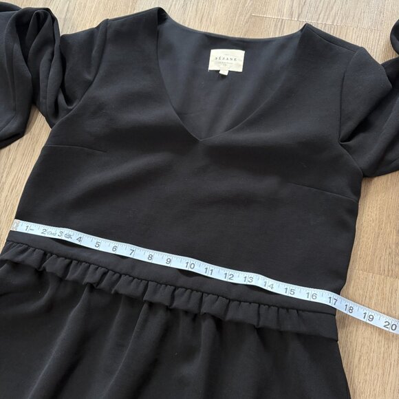 Sezane Penelope Dress black Size 34 / US 2 v-neck long sleeve mini 4 XS S - Picture 9 of 14